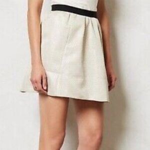 Ganni Anthropologie Cressida Metallic Gold Brocade Pleated Skirt with Pockets